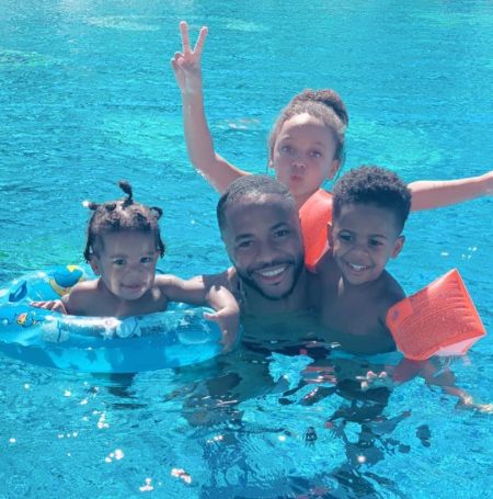 Raheem Sterling with his kids.